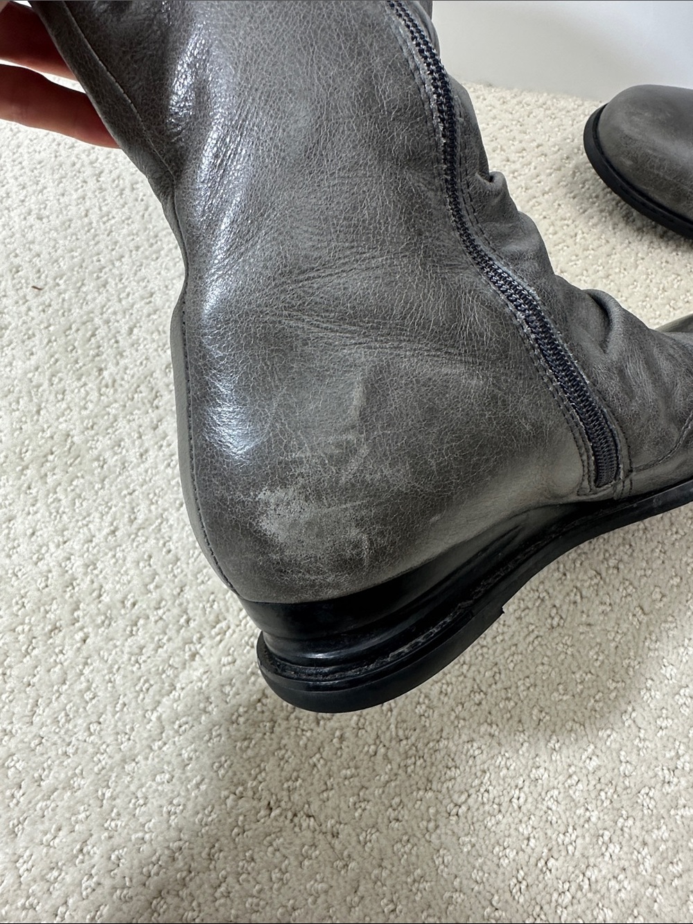 Miz Mooz Bloom Bobbie-Style Leather Wedge Button Boots Gray 8M - Picture 8 of 16